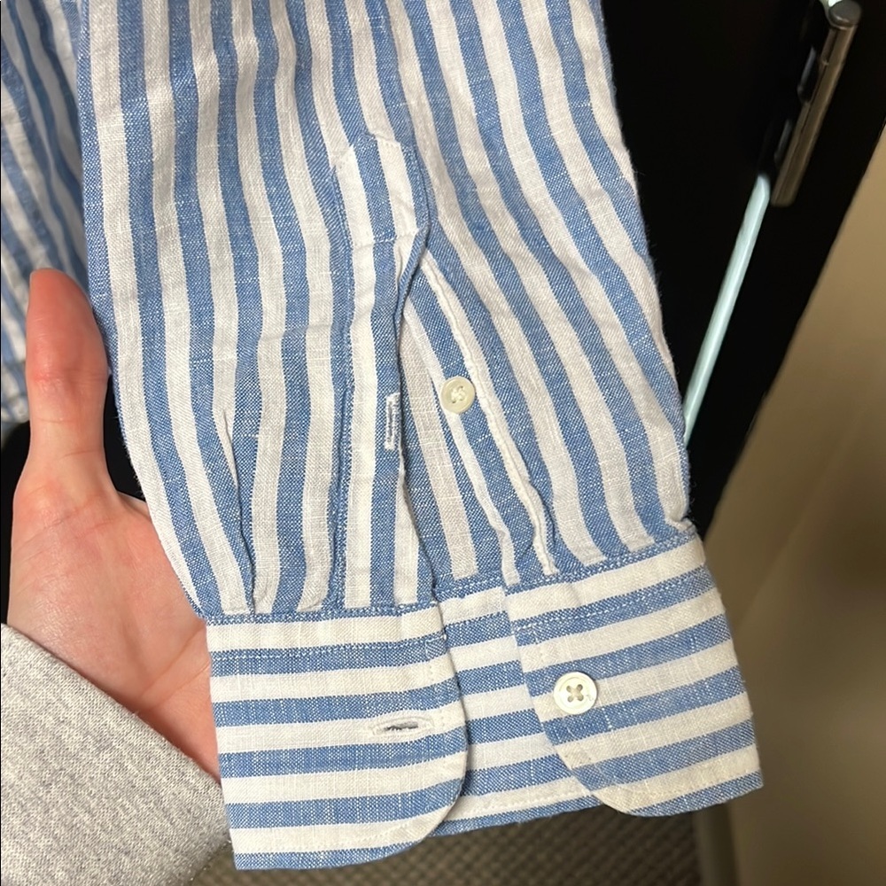 Polo by Ralph Lauren women’s Striped Shirt in Blue and White linen - Picture 5 of 7